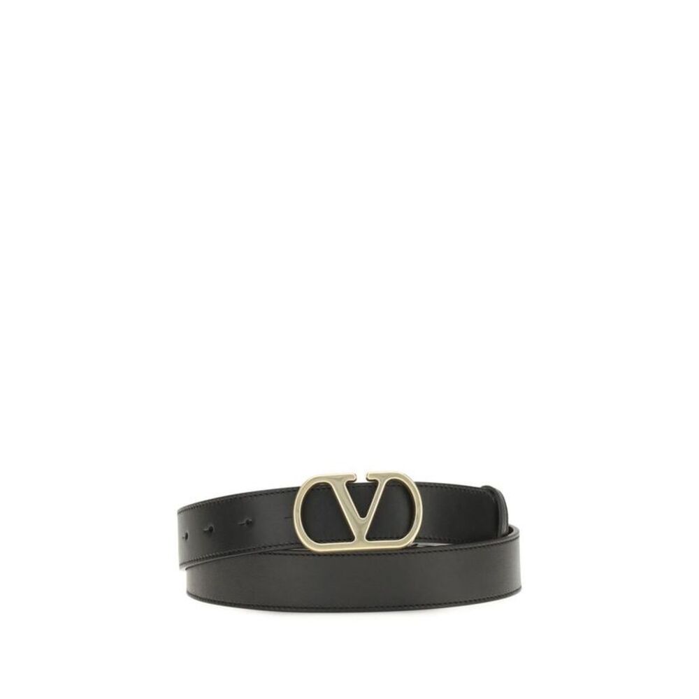 Valentino Garavani Black Calf Leather Bos Taurus Regular Men's Belt